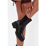 Boto Women's Block Heeled Eco Leather Boots Black Kyra | shoptok.hr