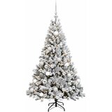  Umjetno božićno drvce s kuglicama 120 cm 150 LED lampica - Zelena i bijela 120 cm s LED-ima i srebrnim lopticama | shoptok.hr