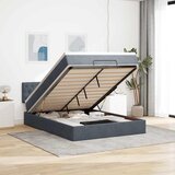 vidaXL Otomanski posteljni okvir z vzmetnico siv 140x190 cm žamet | Shoptok.si