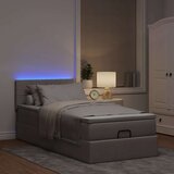  Otomanski krevet s madracem i LED smeđesivi 90x200 cm tkanine Slike