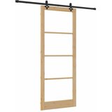  Klizna vrata Prirodna 93 x 232 cm Masivna borovina i staklo | shoptok.hr