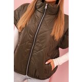 Kesi Włoski Women's quilted vest with short sleeves and a stand-up collar khaki | Eponuda.ba