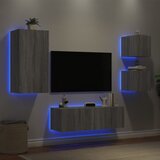  The Living Store Stenske TV omarice z LED lučkami 4 kosi siva sonoma - Stenska TV Omarica, (21555287) Cene