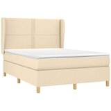  Box spring postelja z vzmetnico krem 140x200 cm blago, (20724394) | Shoptok.si
