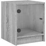  Noćni ormarić sa staklenim vratima boja hrasta 35 x 37 x 42 cm Siva | shoptok.hr