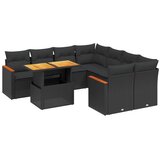 Maison Chic Seti vrtnega pohištva - Vrtna garnitura - Vrtni pohištvo set 9-delna z blazinami črn poli ratan, (21808021) | Shoptok.si