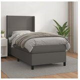  Box spring postelja z vzmetnico siva 80x200 cm umetno usnje | Shoptok.si