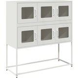 vidaXL Komoda bela 100,5x39x107 cm hladno valjano jeklo | Shoptok.si