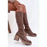 VINCEZA Knee-high eco suede boots on a heel Cijene
