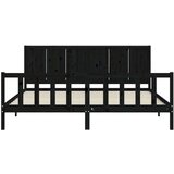  Za krevet s uzglavljem crni 200 x 200 cm od masivnog drva | shoptok.hr