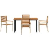  Vrtni set za objed 5 pcs Bež Čvrsto drvo akacije | shoptok.hr