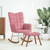 Stolica za ljuljanje s osloncem za noge ružičasta baršunasta | shoptok.hr