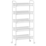 Nesta Kuhinjski voziček s 5 žičnatimi košarami, 4 kljukami, 4 kolesi, jeklo/plastika, bel, 45x26,5x106 cm, z 2 ročajema, (5000493945) Cene