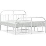 The Living Store Kovinski posteljni okvir z vzglavjem in vznožjem bel 140x190 cm - Posteljni Okvir, (21524775) | Shoptok.si