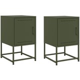  The Living Store Nočna omarica 2 kosa olivno zelena 36x39x60,5 cm jeklo - Nočna Omarica, (21497300) | Shoptok.si