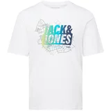 Jack & Jones Majica 'MAP SUMMER' marine / voda / svetlo zelena / bela