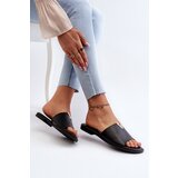 EVENTO PE1 Women's Black Eco Leather Flat Sandals Maliha | Shoptok.si