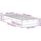  Krevetna konstrukcija Smeđa 100 x 220 cm Čvrsto borovo drvo | shoptok.hr