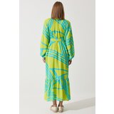  Women's Oil Green Belted Oversize Summer Viscose Dress | Shoptok.si