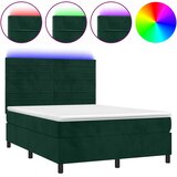  box spring s madracem LED tamnozeleni 140x200 cm baršun | shoptok.hr