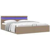Maison Chic Dvižni Posteljni okvir - Dvoposteljna postelja - Zakonska postelja LED kapučino umetno usnje 160x200 cm, (21695417) Cene