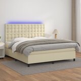 Krevet box spring s madracem LED krem 180x200cm od umjetne kože Cijene
