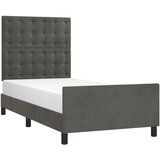The Living Store Posteljni okvir z vzglavjem temno siva 80x200 cm žamet - Posteljni Okvir Z Vzglavjem, (21489509) | Shoptok.si