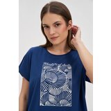 Marisse Navy Blue Cotton Blouse With Print Cene