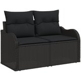 vidaXL 8 Dijelni Vrtni Sofa Set s Jastucima Crni Poli Ratan, Dvosjedna Vrtna Sofa sa Pohranom & Jastucima Crni Poli Ratan | shoptok.hr