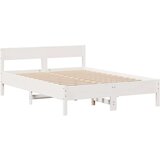 vidaXL Posteljni okvir z vzglavjem bel 140x190 cm trdna borovina, (21304138) | Shoptok.si