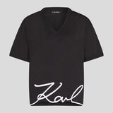 Karl Lagerfeld Majice s kratkimi rokavi KARL SIGNATURE HEM V-NK TS Črna Cene