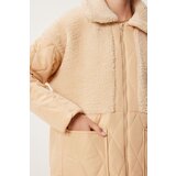  Women's Latte Plush Detailed Quilted Coat | Shoptok.si