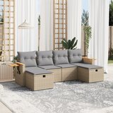  The Living Store Vrtna sedežna garnitura 6-delna z blazinami bež poli ratan - Vrtna Sedežna Garniture, (21449479) | Shoptok.si