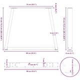  Noge za jedilno mizo v obliki črke V, 2 kosa, naravno jeklo, 90 x (72-73,3) cm, jeklo, (22123725) | Shoptok.si