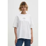 Calvin Klein Jeans Bombažna kratka majica ženska, bela barva, J20J223561