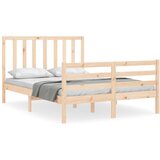 The Living Store Posteljni okvir z vzglavjem 140x200 cm trden les - Posteljni Okvir, (21526470) | Shoptok.si