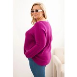 Kesi Włoski Plus size women's sweater with a boat neck dark purple | Shoptok.si
