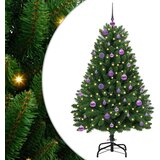 vidaXL Umestno božično drevo z LED lučmi Zelena 150 cm PVC in kovina | Shoptok.si