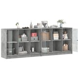  Regal za knjige s vratima boja betona 204 x 37 x 75 cm drveni | shoptok.hr