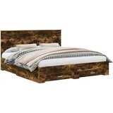  Konstrukcija postelje z vzglavjem Dimljeni oreh 200 x 200 cm, (5000104453) | Shoptok.si
