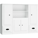 Maison Chic 3 kosi Visoke omare - Komode - Predalnik bel inženirski les, (21721253) | Shoptok.si