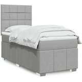 vidaXL Okvir kreveta s oprugama i madrac svjetlosivi 90x200cm tkanina | shoptok.hr