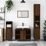 Maison Chic Kopalniška omarica - Kopalniški kabinet rjavi hrast 80x33x60 cm inženirski les, (21794763) | Shoptok.si