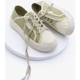 Marjin Women's Sneakers Thick Sole Lace-Up Sports Shoes Arnes Khaki Cene