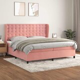  Krevet s oprugama i madracem ružičasti 200x200 cm baršunasti | shoptok.hr