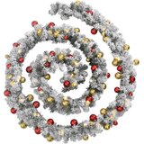  Božićni vijenac s kuglicama i LED svjetlima zeleni 5 m PVC | shoptok.hr