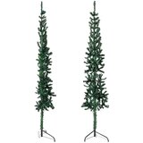  Ozka umetna polovična novoletna jelka s stojalom zelena 150 cm, (20579656) | Shoptok.si