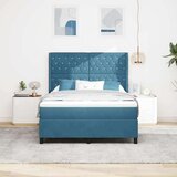 vidaXL Box Spring postelja z vzmetnico temno modra 160x200 cm žamet, (22050352) | Shoptok.si