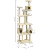 vidaXL Penjalica za mačke sa stupovima za grebanje krem 188 cm | shoptok.hr