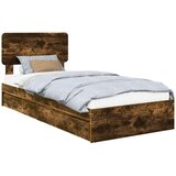  Krevet s od storage s uzglavljem Dimljeni hrast 100 x 200 cm | shoptok.hr